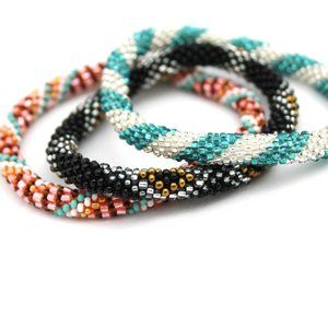 Set of 3 Crocheted Glass Bead Stacking Bracelets NWoT